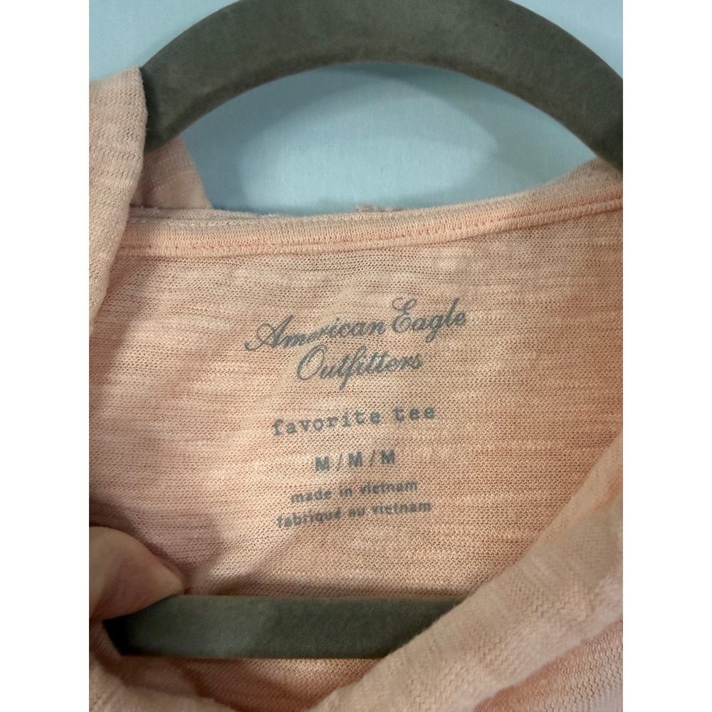 American Eagle‎ Favorite Tee Hoodie Womens Medium Peach Slub Knit Relaxed - Picture 6 of 7
